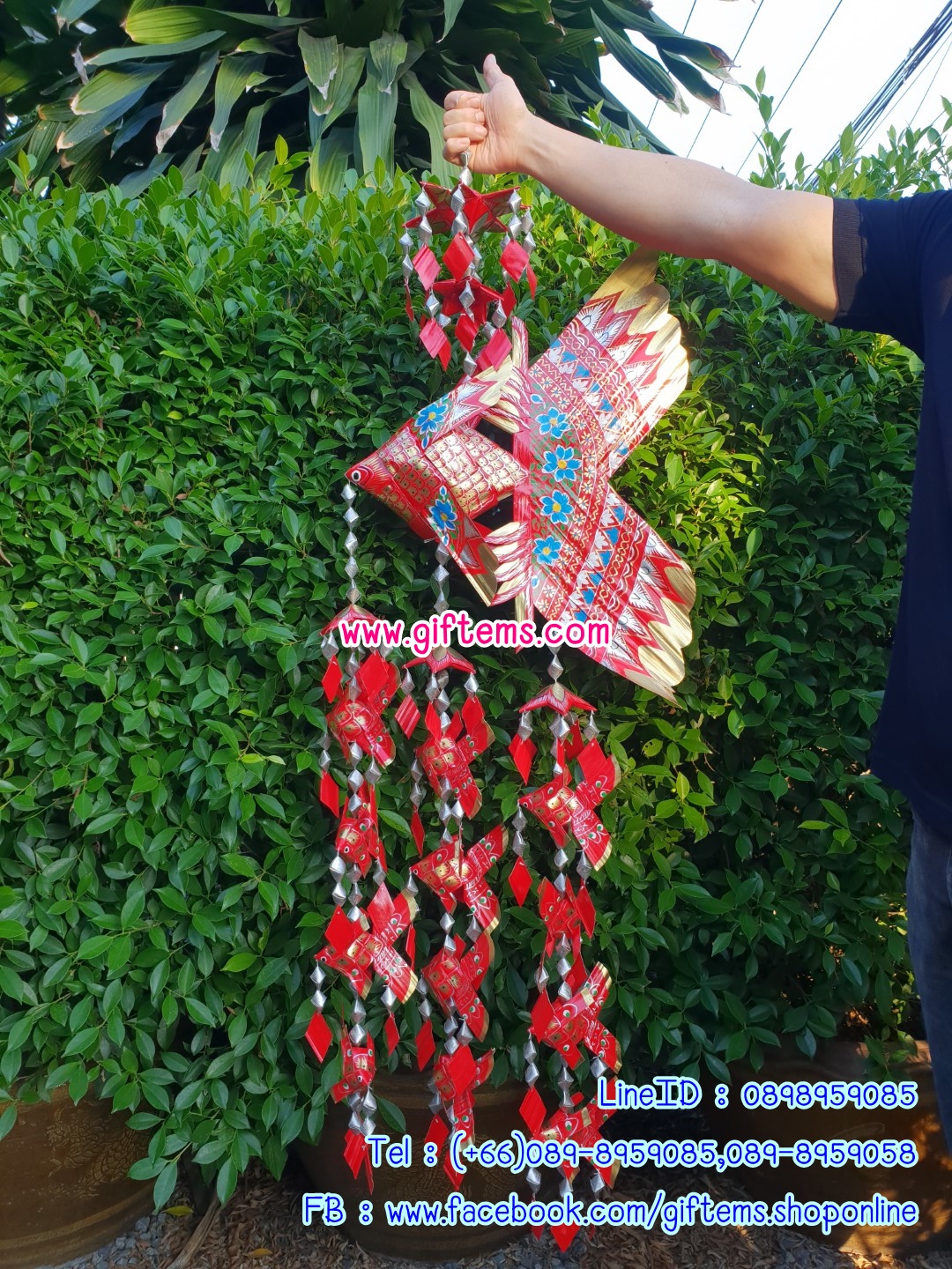 โมบายปลาตะเพียน ลูก 12 ตัว (ใหญ่มาก) สีแดง