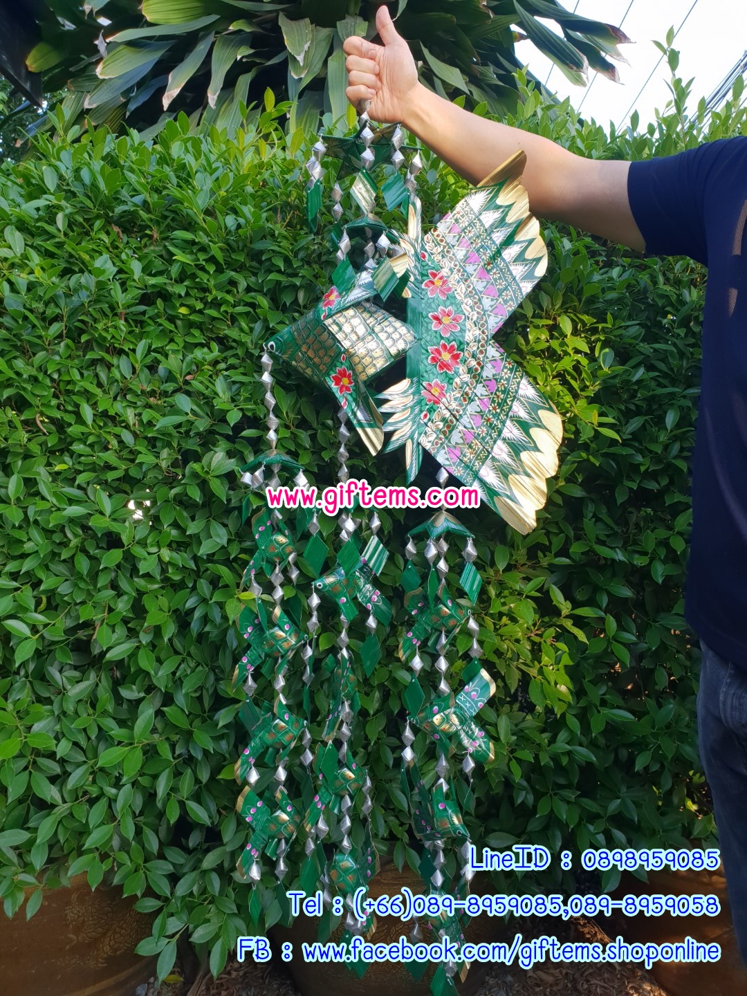 โมบายปลาตะเพียน ลูก 12 ตัว (ใหญ่มาก) สีเขียว