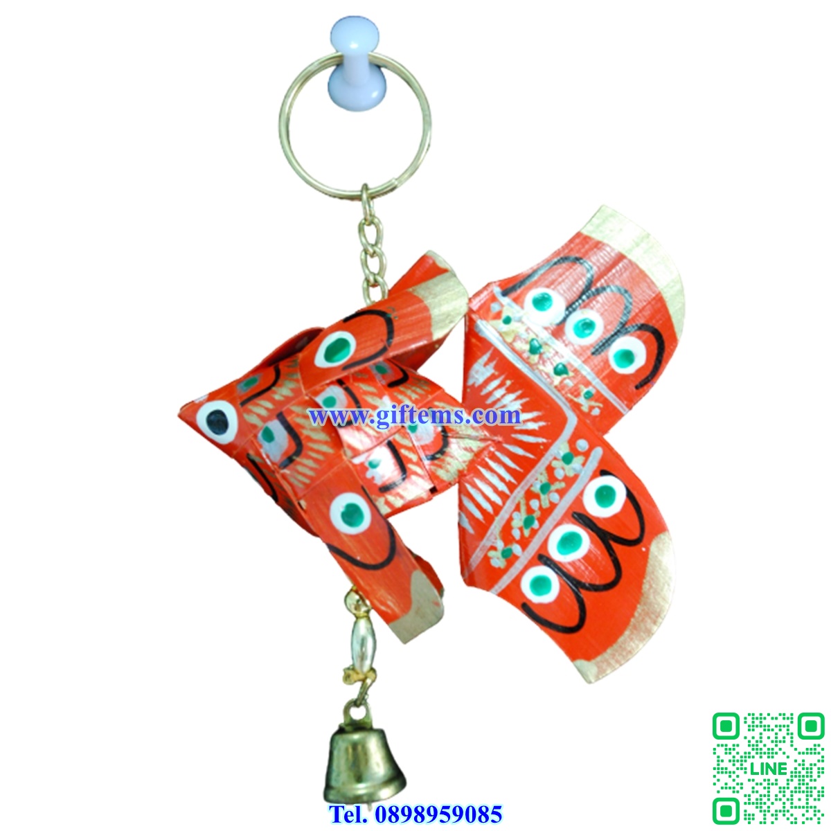 พวงกุญแจปลาตะเพียนระฆังทอง สีส้ม