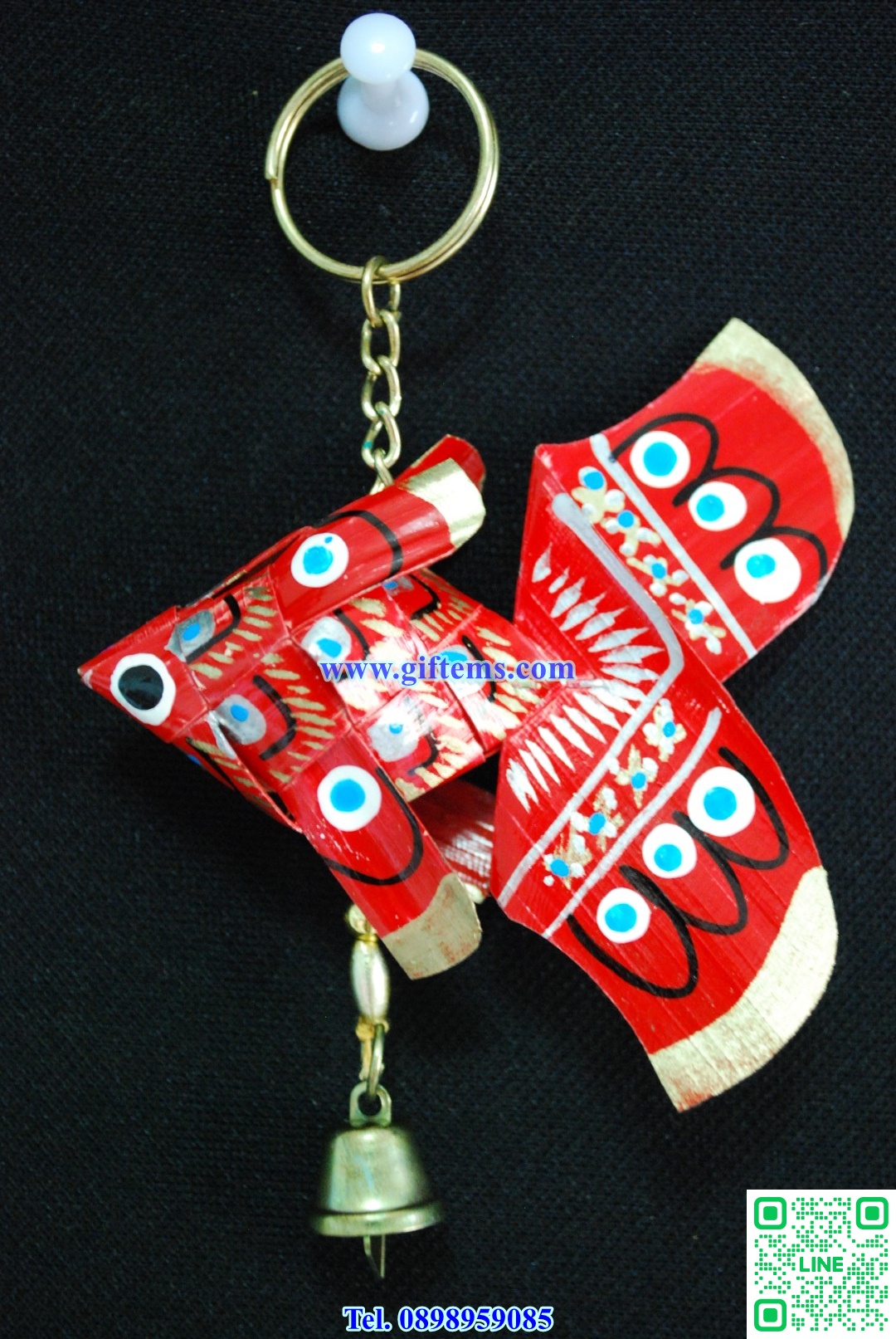 พวงกุญแจปลาตะเพียนระฆังทอง สีแดง